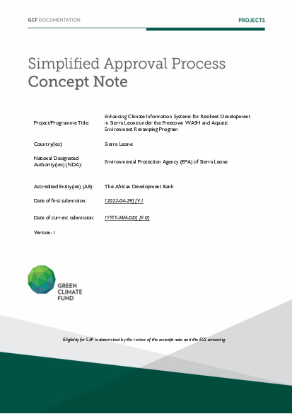 Document cover for Enhancing Climate Information Systems for Resilient Development in Sierra Leone under the Freetown WASH and Aquatic Environment Revamping Program