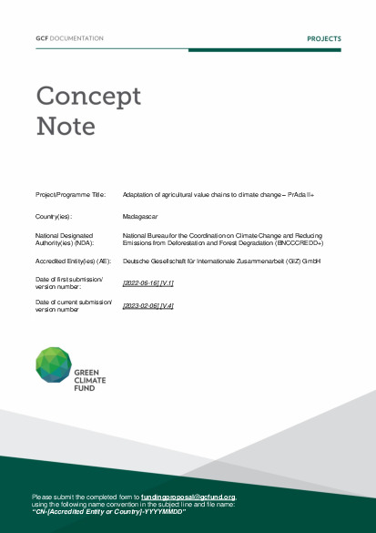 Document cover for Adaptation of agricultural value chains to climate change – PrAda II +