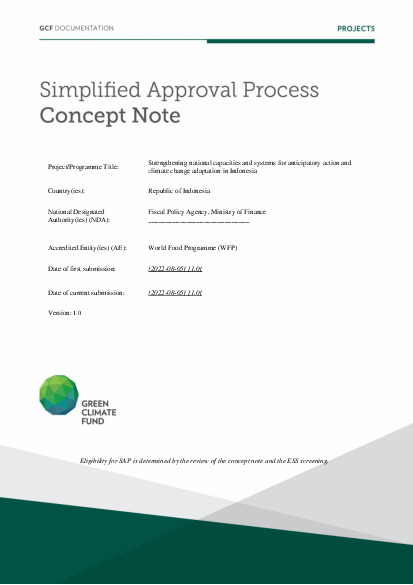 Document cover for Strengthening national capacities and systems for anticipatory action and climate change adaptation in Indonesia