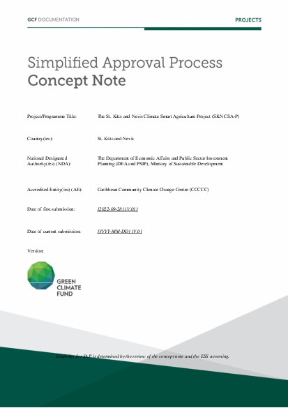 Document cover for The St. Kitts and Nevis Climate Smart Agriculture Project (SKN CSA-P)