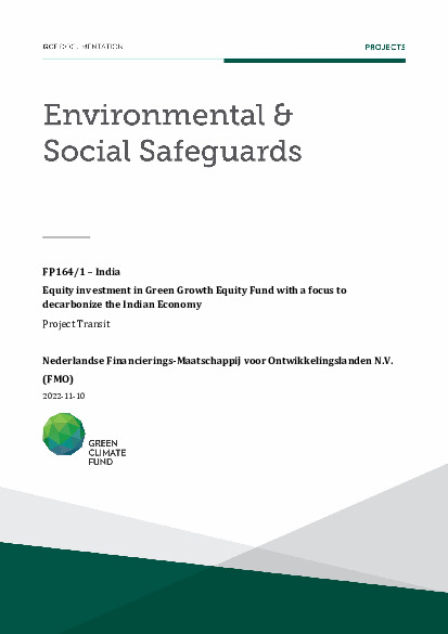 Document cover for Environmental and social safeguards (ESS) report for FP164: Green Growth Equity Fund - Project Transit