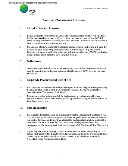 Document cover for Corporate procurement guidelines