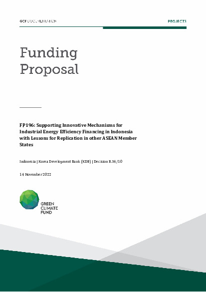 Document cover for Supporting Innovative Mechanisms for Industrial Energy Efficiency Financing in Indonesia with Lessons for Replication in other ASEAN Member States