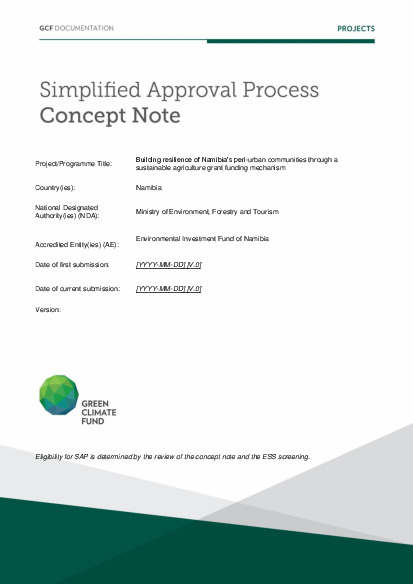 Document cover for Building resilience of Namibia’s peri-urban communities through a sustainable agriculture grant funding mechanism