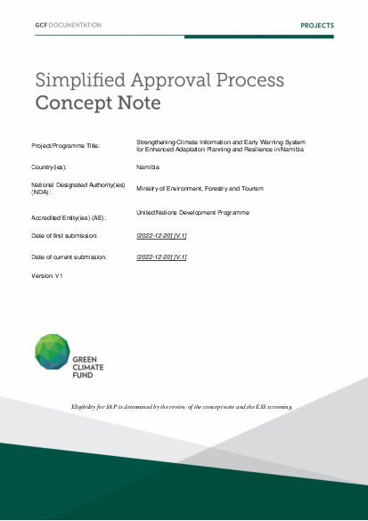 Document cover for Strengthening Climate Information and Early Warning System for Enhanced Adaptation Planning and Resilience in Namibia