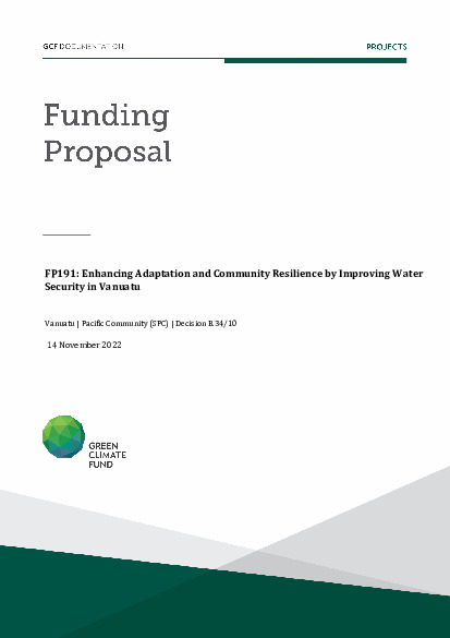 Document cover for Enhancing Adaptation and Community Resilience by Improving Water Security in Vanuatu