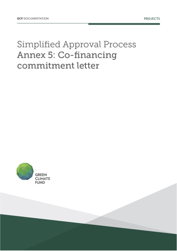 Document cover for Co-financing commitment letter: Annex 5 for Simplified Approval Process Funding Proposals