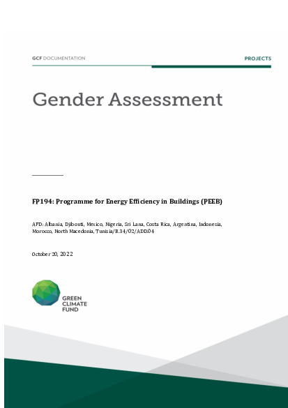 Document cover for Gender assessment for FP194: Programme for Energy Efficiency in Buildings (PEEB) Cool