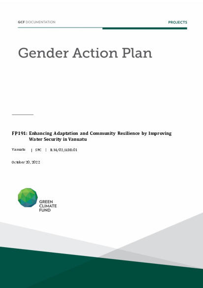 Document cover for Gender action plan for FP191: Enhancing Adaptation and Community Resilience by Improving Water Security in Vanuatu