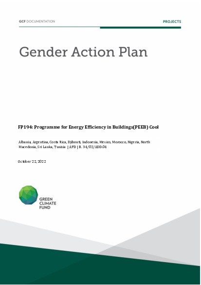 Document cover for Gender action plan for FP194: Programme for Energy Efficiency in Buildings (PEEB) Cool