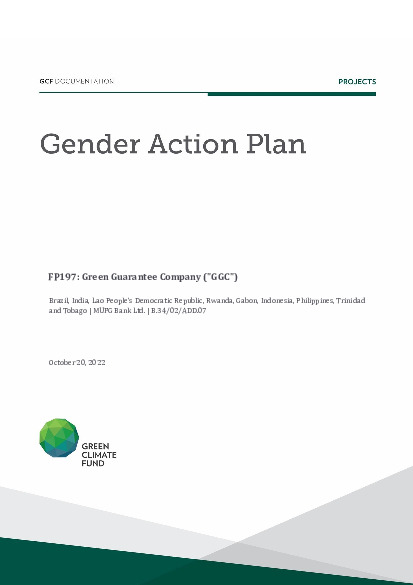 Document cover for Gender action plan for FP197: Green Guarantee Company ("GGC")