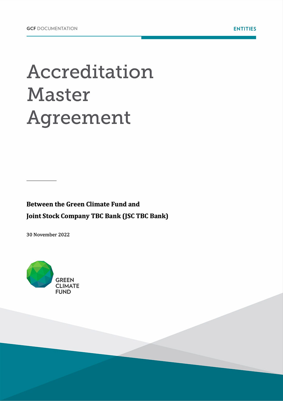 Document cover for Accreditation Master Agreement between GCF and JSC TBC Bank