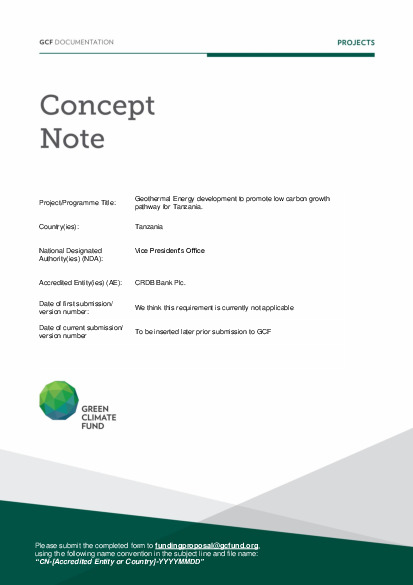 Document cover for Geothermal Energy development to promote low carbon growth pathway for Tanzania