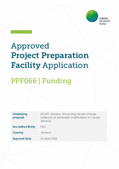 Document cover for ADAPT Jamaica: Enhancing climate change resilience of vulnerable smallholders in Central Jamaica