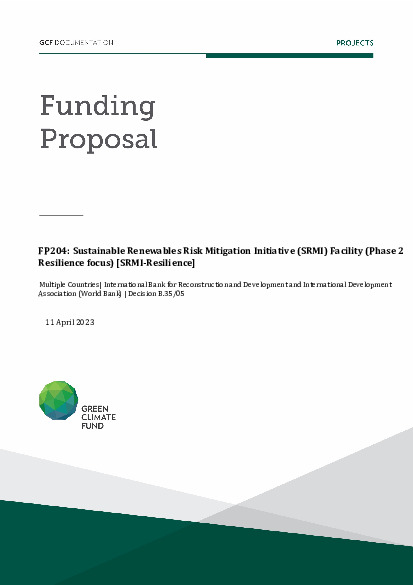 Document cover for Sustainable Renewables Risk Mitigation Initiative (SRMI) Facility (Phase 2 Resilience focus) [SRMI-Resilience]