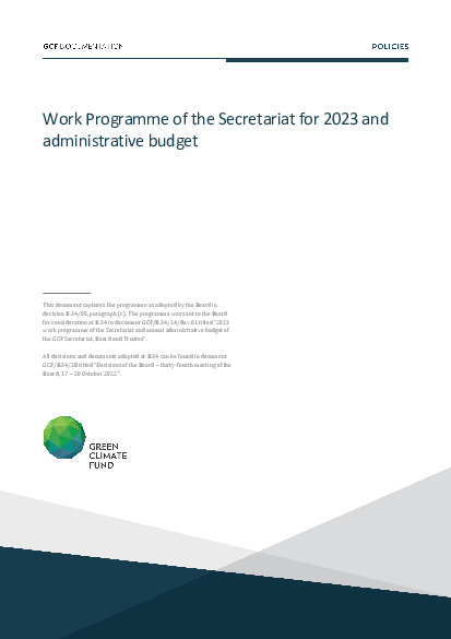 Document cover for Work programme of the Secretariat for 2023 and administrative budget