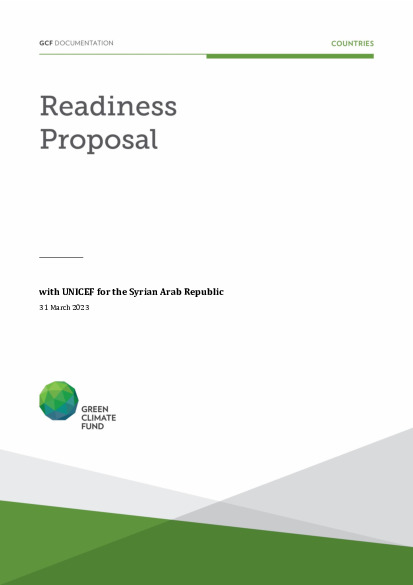 Document cover for Strengthening the capacity of the Water, Sanitation and Hygiene (WASH) sector to assess and address the impacts of climate change on the provision of water and sanitation services and to build the project pipeline for water and sanitation projects in the Syrian Arab Republic