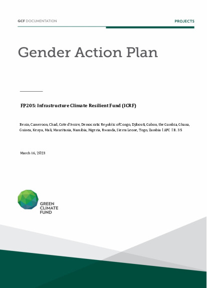 Document cover for Gender action plan for FP205: Infrastructure Climate Resilient Fund (ICRF)