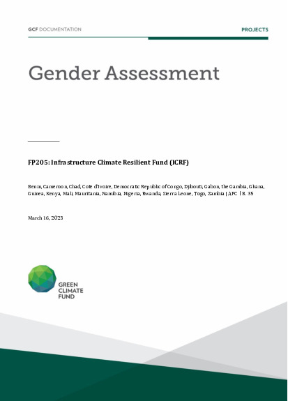 Document cover for  Gender assessment for FP205: Infrastructure Climate Resilient Fund (ICRF)