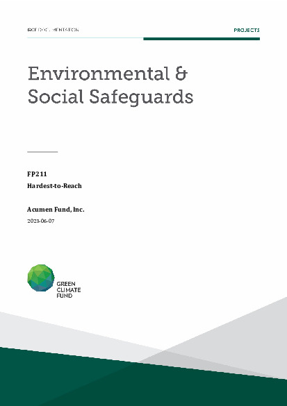 Document cover for Environmental and social safeguards (ESS) report for FP211: Hardest-to-Reach