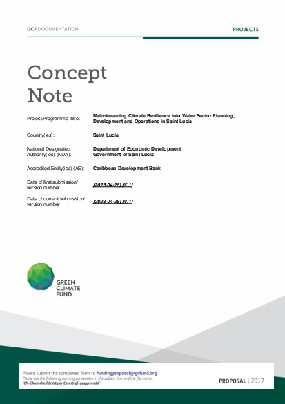 Document cover for Mainstreaming Climate Resilience into Water Sector Planning, Development and Operations in Saint Lucia