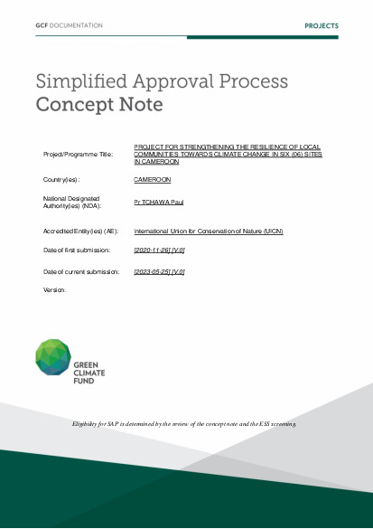 Document cover for Project for strengthening the resilience of local communities towards climate change in six (06) pilot sites in Cameroon