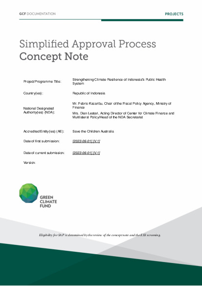 Document cover for Strengthening Climate Resilience of Indonesia’s Public Health System