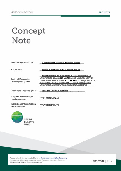 Document cover for Climate and Education Sector Initiative