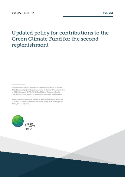 Document cover for Updated policy for contributions to the Green Climate Fund for the second replenishment