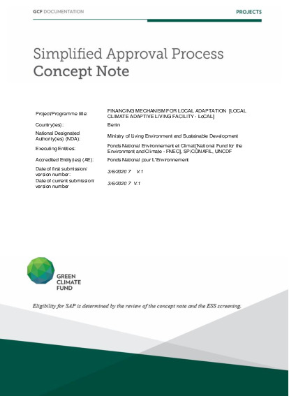 Document cover for LOCAL CLIMATE ADAPTIVE LIVING FACILITY – LoCAL (MECANISME DE FINANCEMENT DE L’ADAPTATION AU NIVEAU LOCAL)