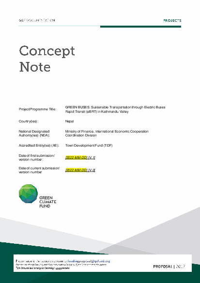 Document cover for GREEN BUSES: Sustainable Transportation through Electric Buses Rapid Transit (eBRT) in Kathmandu Valley