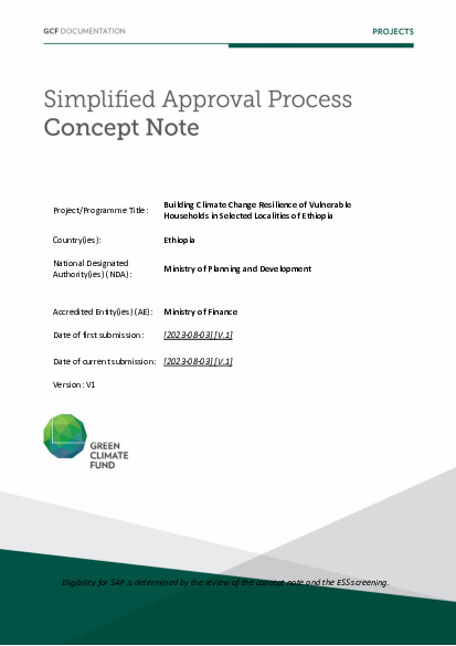 Document cover for Building Climate Change Resilience of Vulnerable Households in Selected Localities of Ethiopia