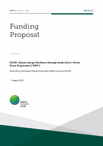 Document cover for Climate Change Resilience through South Africa’s Water Reuse Programme (“WRP”)
