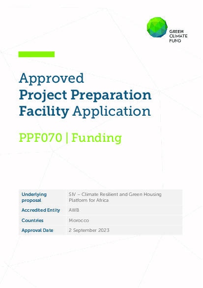 Document cover for SIV – Climate Resilient and Green Housing Platform for Africa