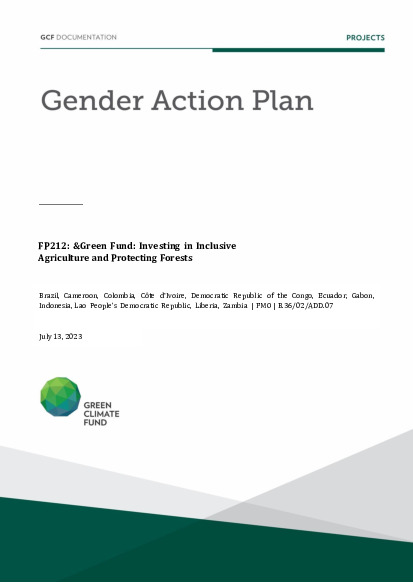 Document cover for Gender action plan for FP212: &Green Fund: Investing in Inclusive Agriculture and Protecting Forests