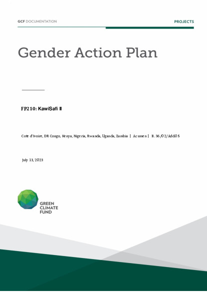 Document cover for Gender action plan for FP210: KawiSafi II