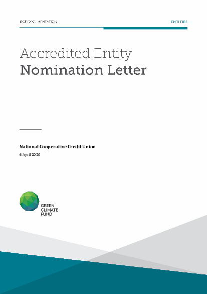 Document cover for Accredited Entity nomination from Dominica for National Cooperative Credit Union