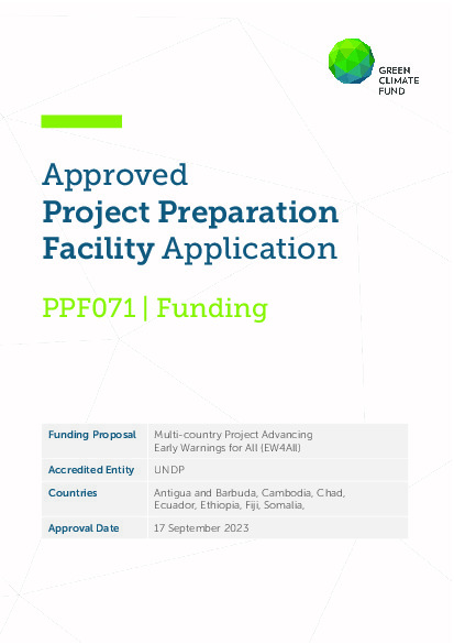 Document cover for Multi-country Project Advancing Early Warnings for All (EW4All)