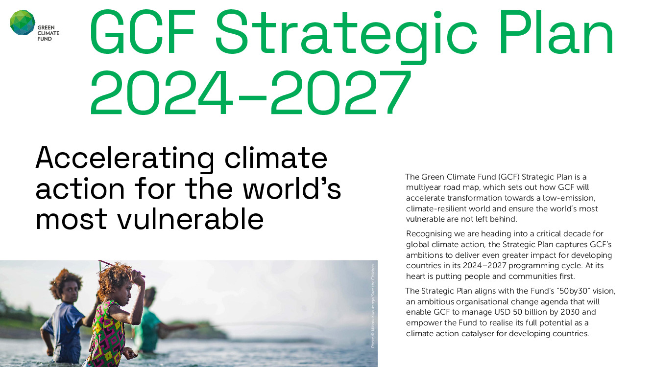 Document cover for GCF Strategic Plan 2024-2027 overview
