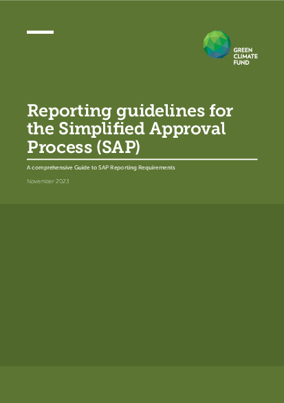 Document cover for Reporting guidelines for the Simplified Approval Process (SAP)