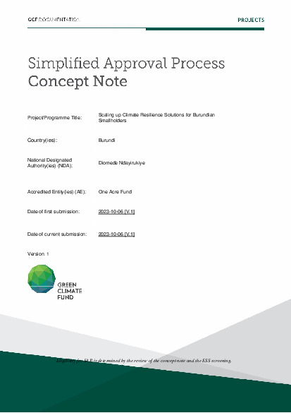 Document cover for Scaling up Climate Resilience Solutions for Burundian Smallholders