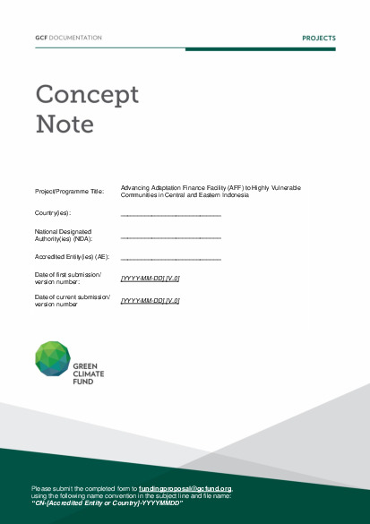 Document cover for Advancing Adaptation Finance Facility (AFF) to Highly Vulnerable  Communities in Central and Eastern Indonesia