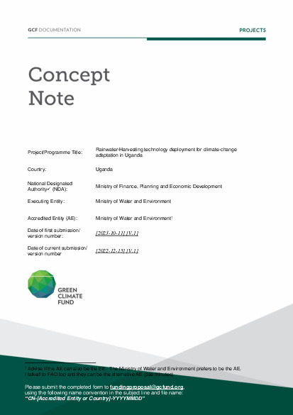 Document cover for Rainwater-Harvesting technology deployment for climate-change adaptation in Uganda