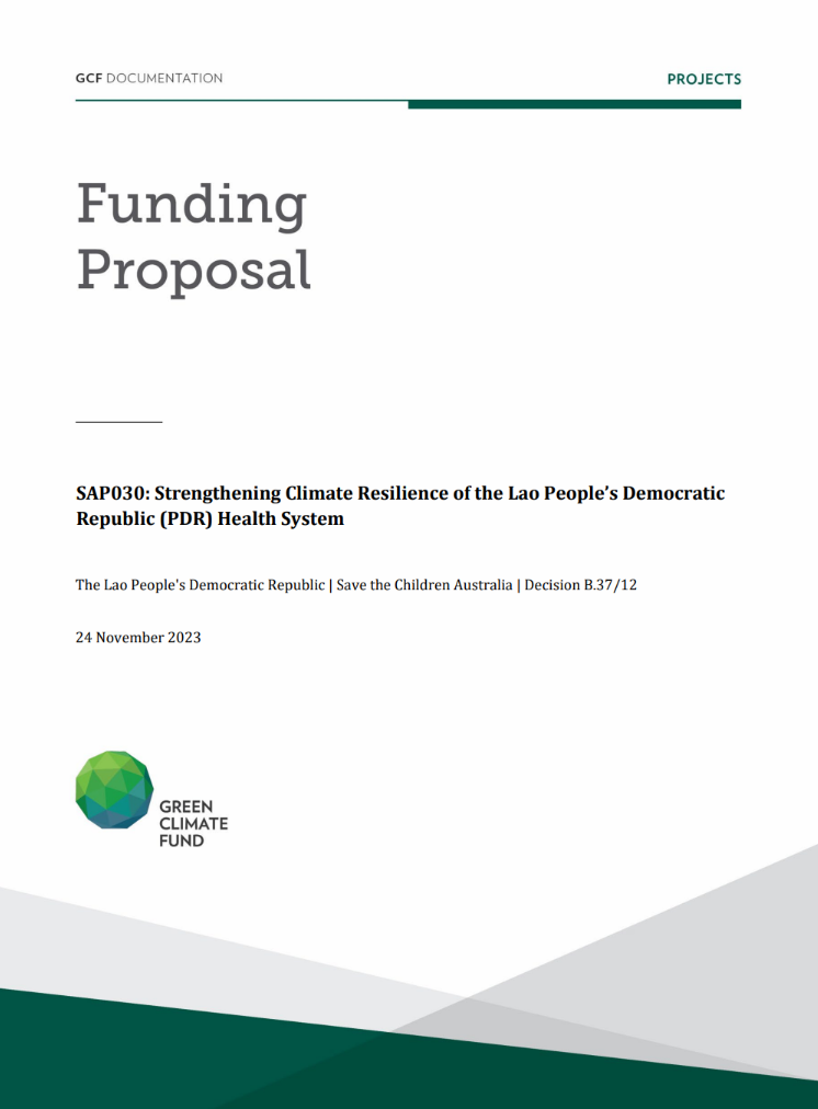 Document cover for Strengthening Climate Resilience of the Lao People’s Democratic Republic (PDR) Health System