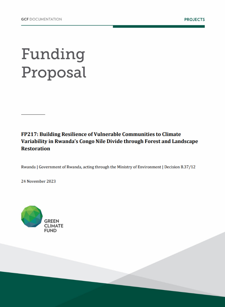 Document cover for  Building resilience of vulnerable communities to climate  variability in Rwanda’s Congo Nile divide through forest and landscape restoration