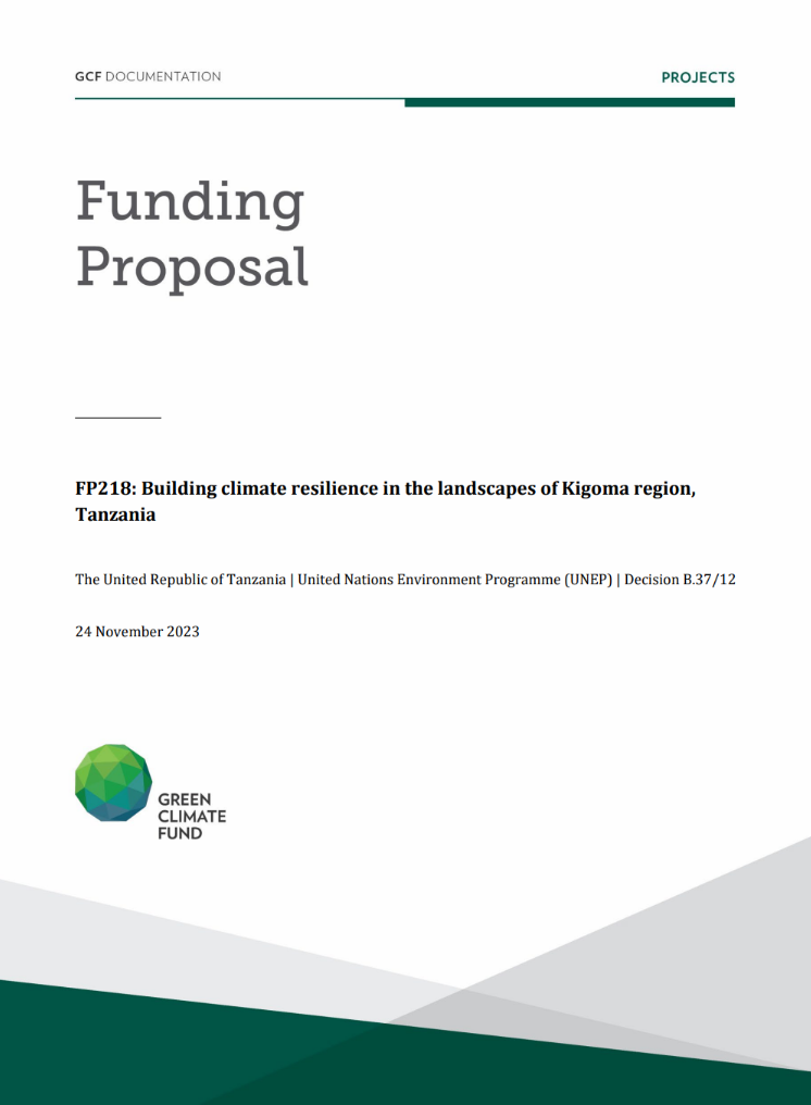 Document cover for  Building climate resilience in the landscapes of Kigoma region, Tanzania