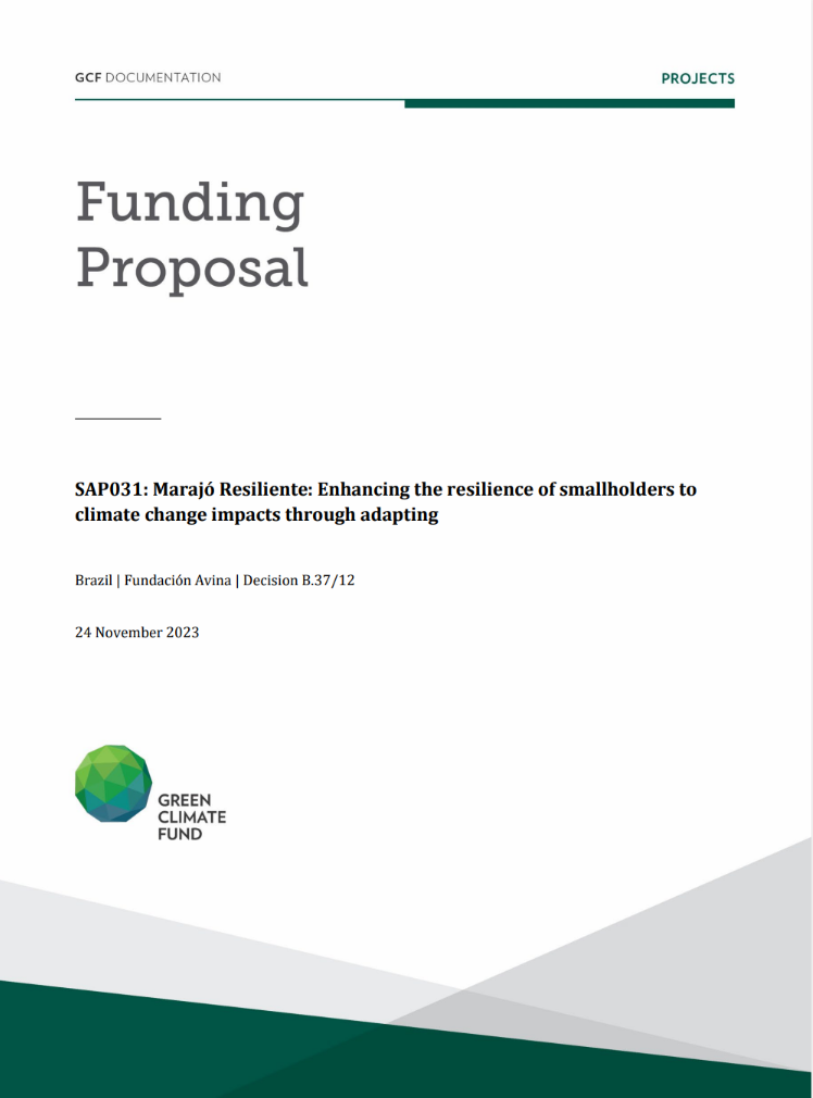 Document cover for Marajó Resiliente: Enhancing the resilience of smallholders to  climate change impacts through adapting