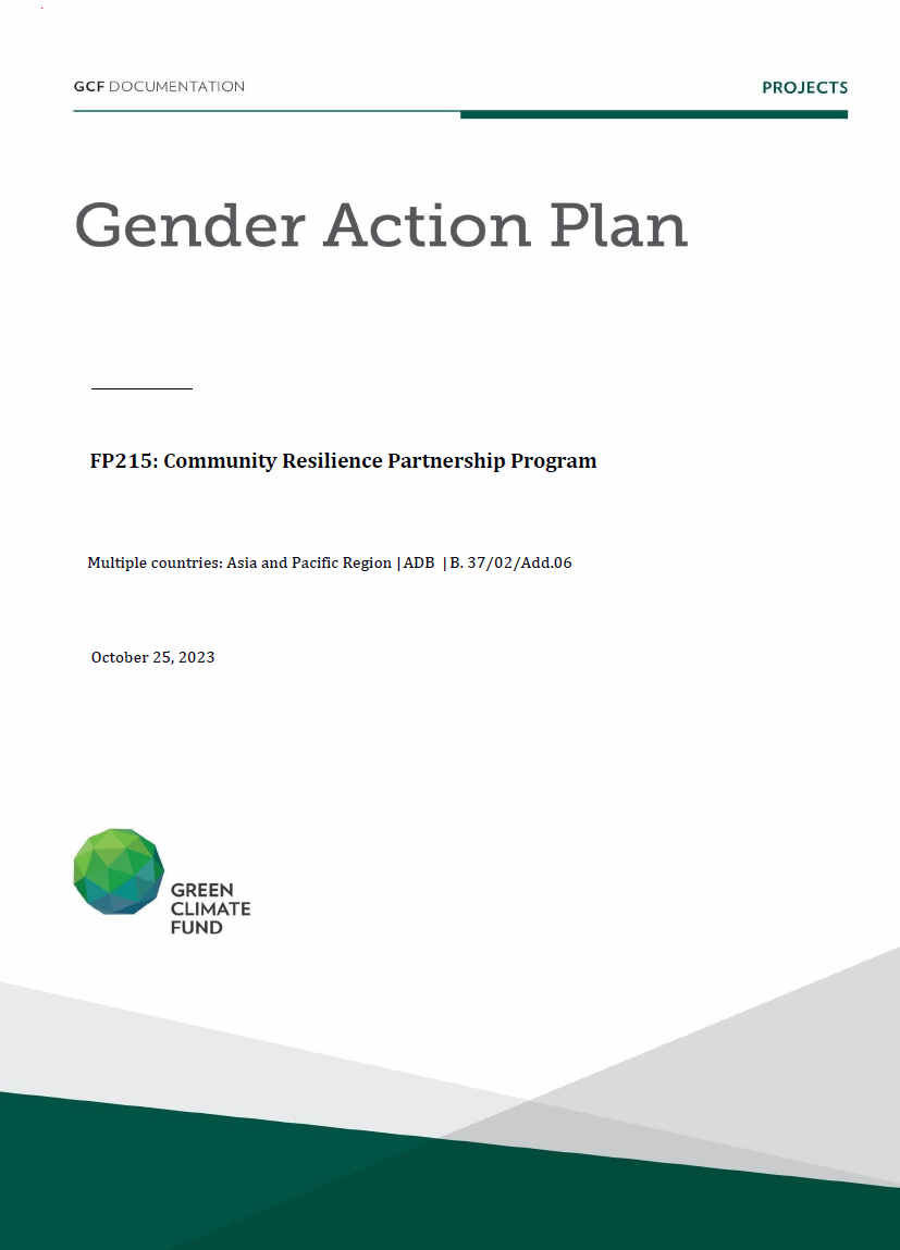 Download Gender action plan FP215: Community Resilience Partnership Program Document cover for Gender action plan FP215: Community Resilience Partnership Program