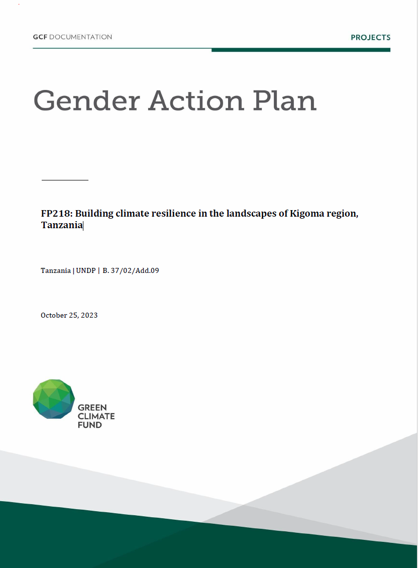 Download Gender action plan for FP218: Building climate resilience in the landscapes of Kigoma region, Tanzania Document cover for Gender action plan for FP218: Building climate resilience in the landscapes of Kigoma region, Tanzania