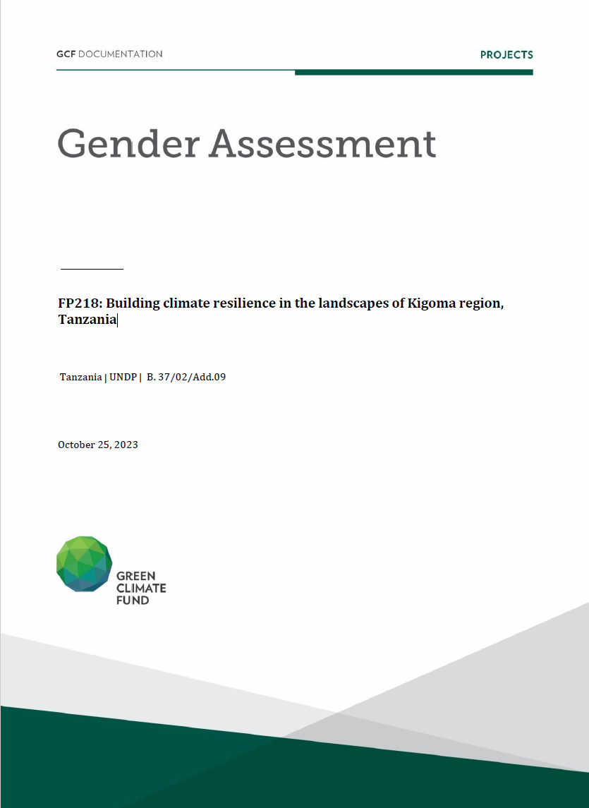 Download Gender assessment for FP218: Building climate resilience in the landscapes of Kigoma region, Tanzania Document cover for Gender assessment for FP218: Building climate resilience in the landscapes of Kigoma region, Tanzania